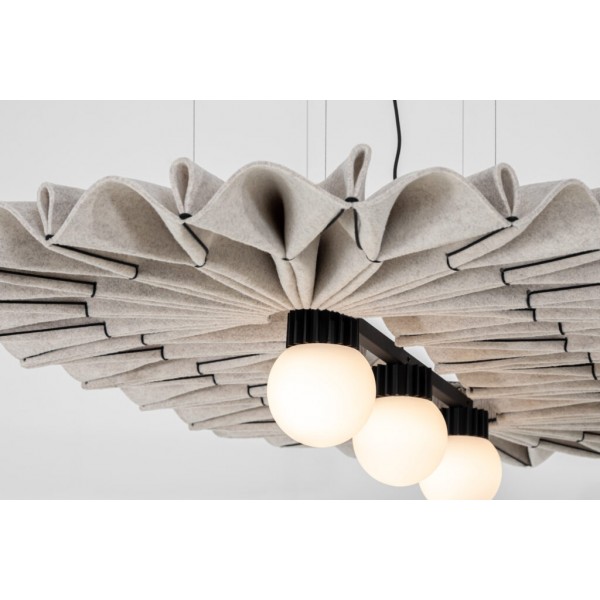 BuzziSpace ACOUSTIQUE PLEAT Edel Long -Suspension Luminaire Acoustique Ovale