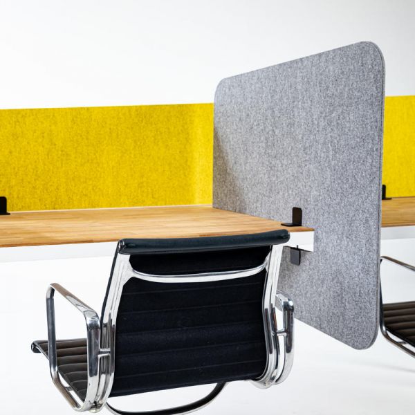 ACOUSTIQUE TRIPL DESK SPLIT - Panneau Acoustique de Bureau pour Espace de Travail Ouvert jaune et gris