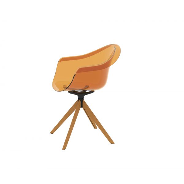 INCASSO SWIVEL ARMCHAIR WITH WOODEN LEGS - Swivel Chair with Wooden Base