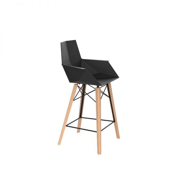 FAZ WOOD COUNTER STOOL WITH ARMS - Wooden Counter Stool with Armrests