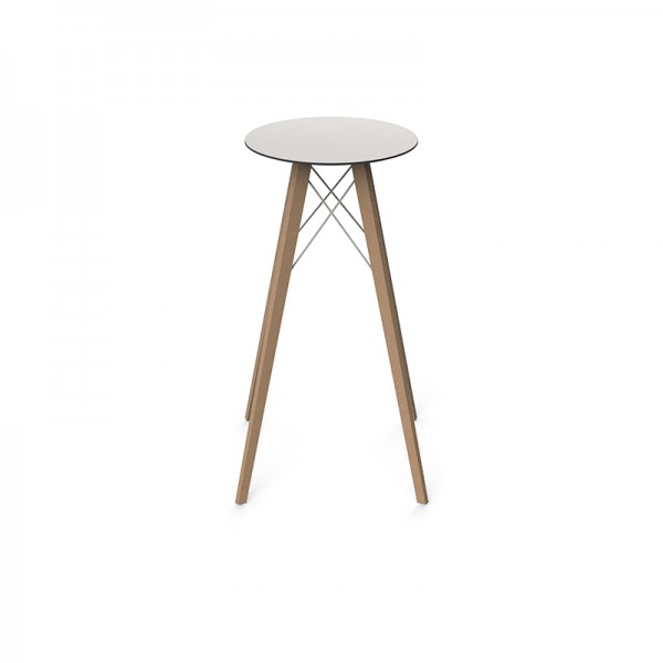 FAZ WOOD HIGH TABLE Ø50X105 - Round Wooden Eating Table
