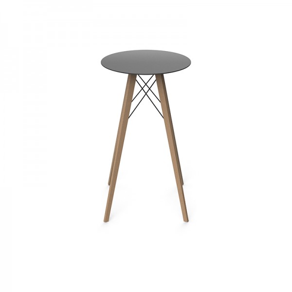 FAZ WOOD HIGH TABLE Ø60X105 - Round Wooden High Table