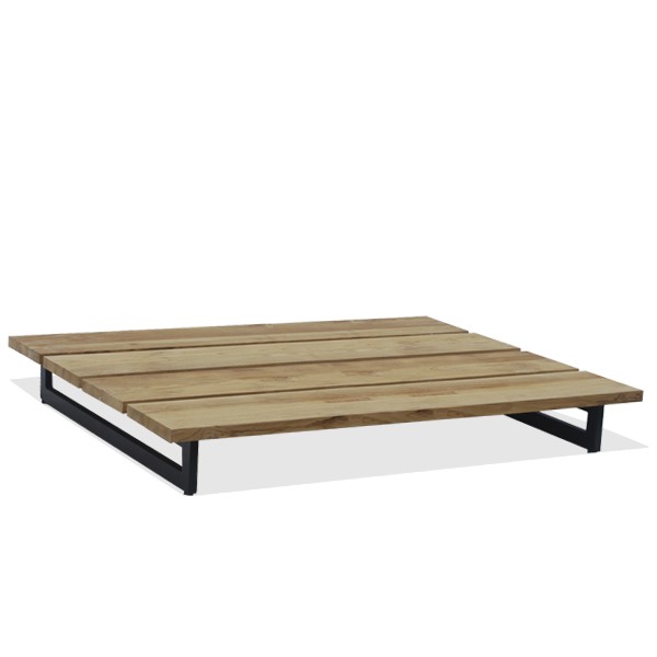 Weather-resistant wooden coffee table for outdoor use