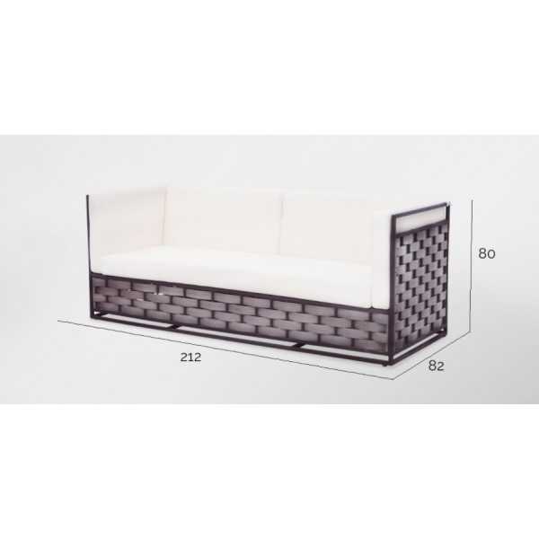 Sofa d'extérieur tressé BANDIDO - 3 places - dimensions