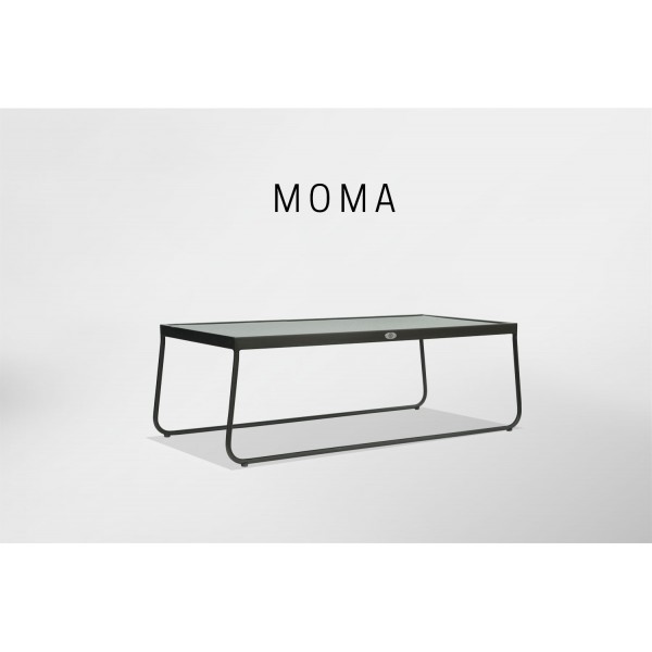 a black coffee table with a glass top