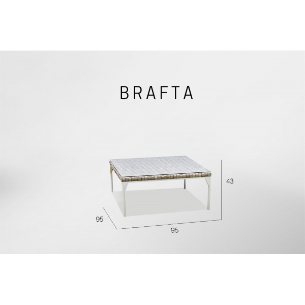 a white coffee table with a square top