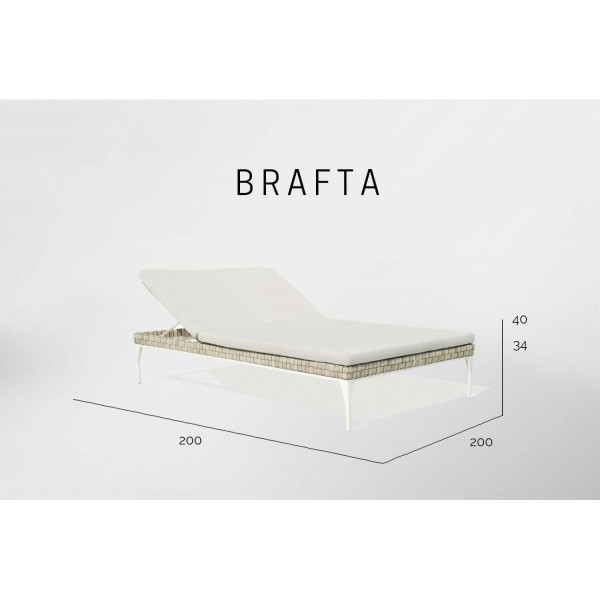 size of white double chaise longue on white background