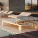 modern outdoor pool, four white sun loungers 2 seats,