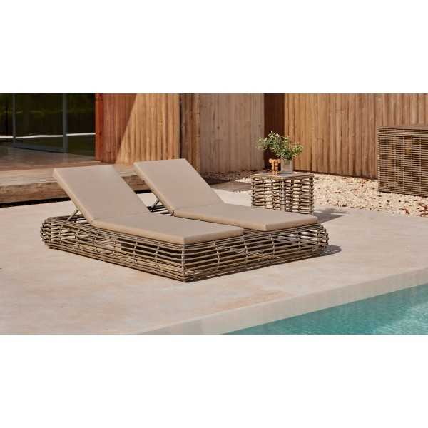 Chaise longue design aspect rotin RUBY