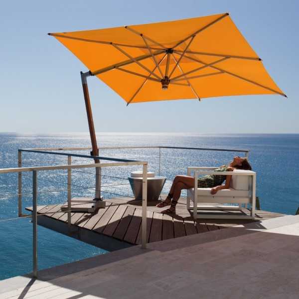 Ischia Parasol avec Pied Deporte Carré Inclinable Orange Fim