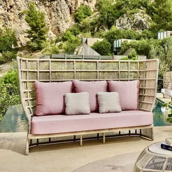 Design 2 seater pink Loveseat high-back rope sofa