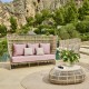 Canapé de jardin confortable corde dossier haut rose Loveseat