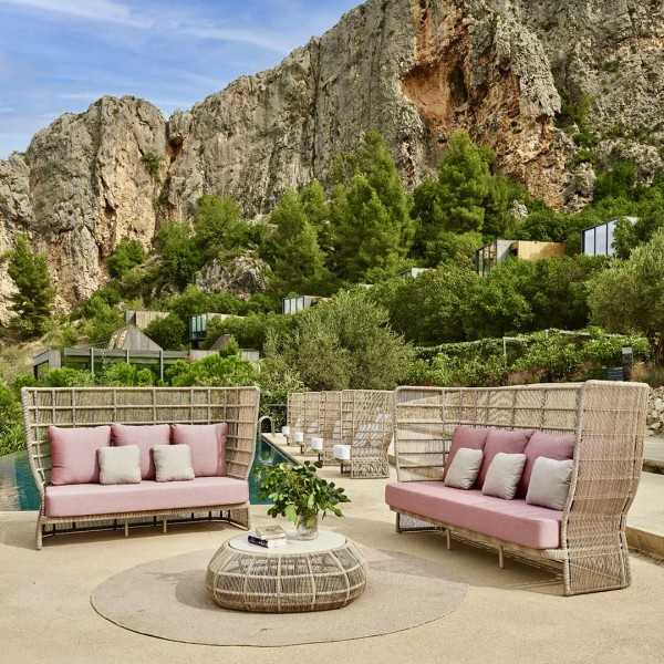 Canape de jardin exterieur dossier haut corde Loveseat Spa Skyline design Rose