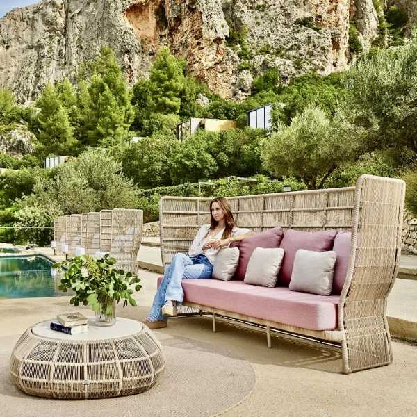 Canape dossier haut Cordé Design 3 places rose Loveseat Skyline Design