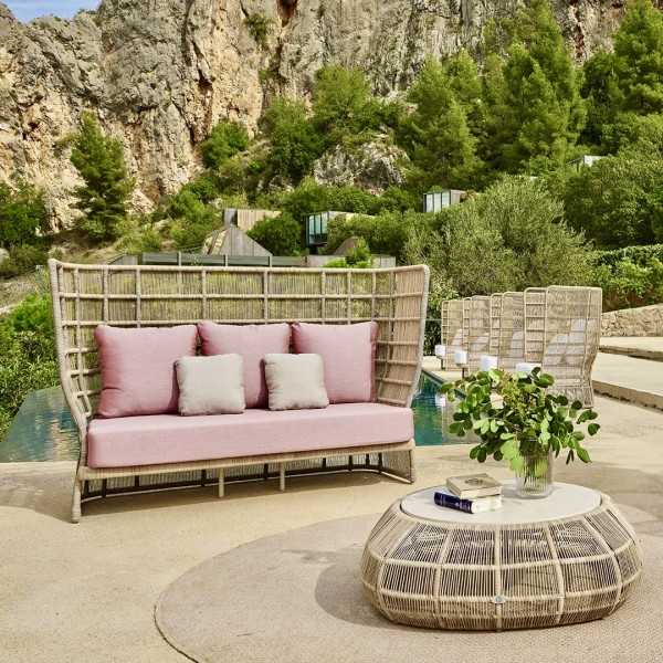 Loveseat pink high back rope garden sofa