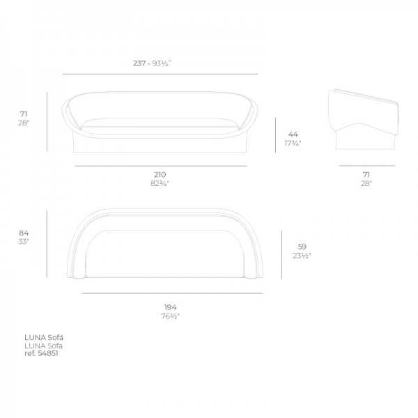 Dimensions Luna Vondom 3-Seater Indoor/Outdoor Sofa