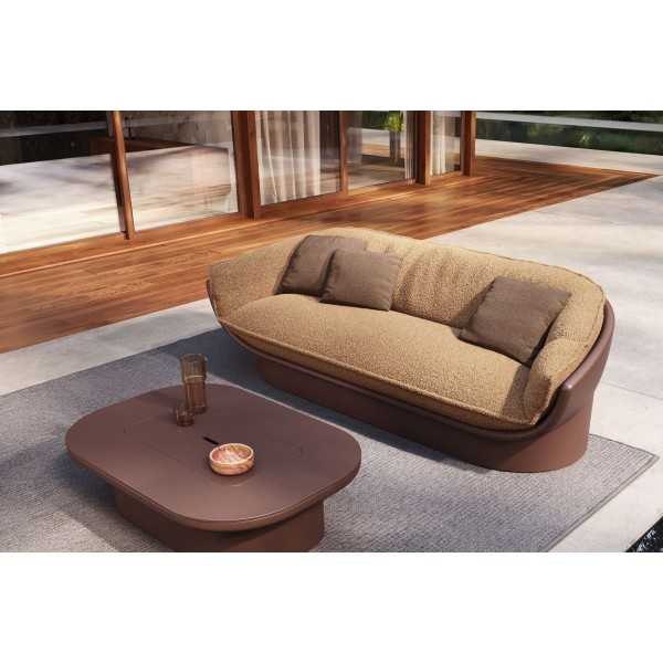 Luna Vondom indoor outdoor 3-seater sofa next to a coffee table on a terrace