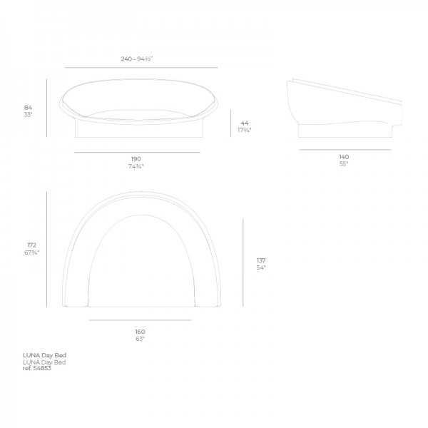 dimensions du lit de jardin luna vondom