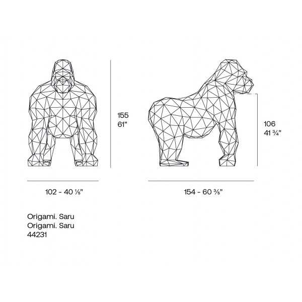 dimensions sculpture origami saru vondom