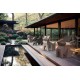 Terrace with several large Usagi Origami rabbit garden statues by Vondom