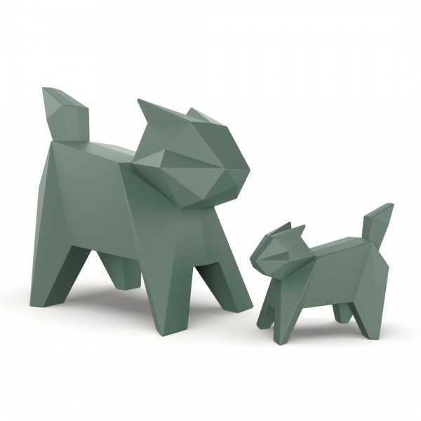 grande et petite statue de jardin chat neko et koneko origami de vondom