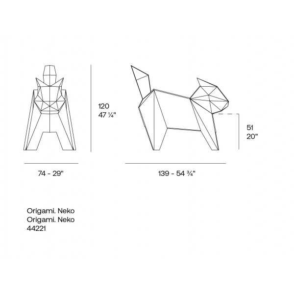 dimensions of the large origami cat garden statue by vondom