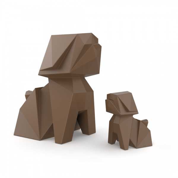 grande et petite statue de jardin inu et koinu origami de vondom