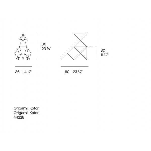 dimensions Grande statue de jardin oiseau Tori Origami Vondom 44229