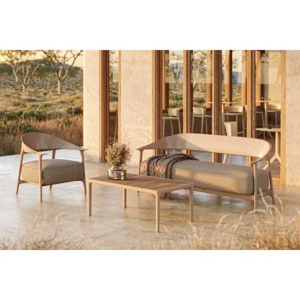 sofa, chairs, and table for indoor and outdoor use by Africa Vondom on a hotel terrace