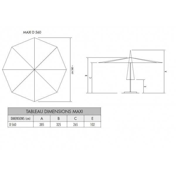 Maxi - Parasol Octogonal à Pied Central - Fim