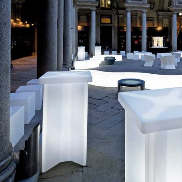 X2 Lumineux - Table Haute Lumineuse Pied en X - Slide Design