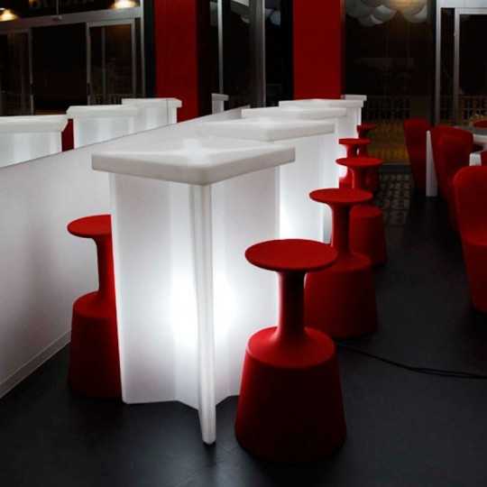 X2 Lumineux - Table Haute Lumineuse Pied en X - Slide Design