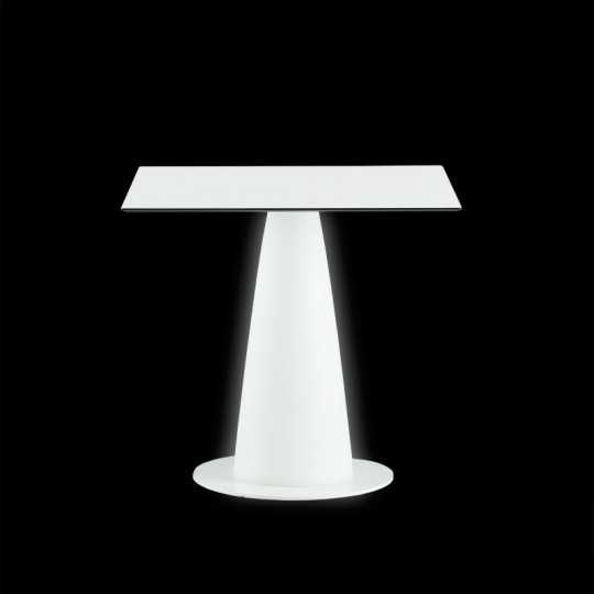 Hopla Lumineux - Table Carrée avec Pied Lumineux Conique - Slide Design