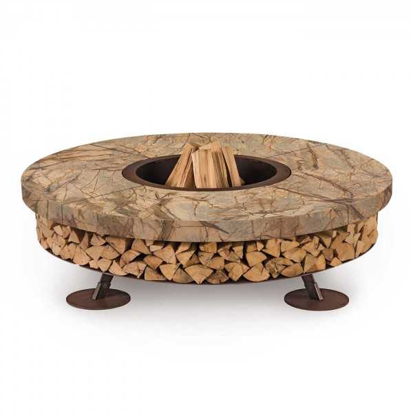 Ercole Rainforest Brown 150 - Outdoor Fire Pit Marble Brown - AK47