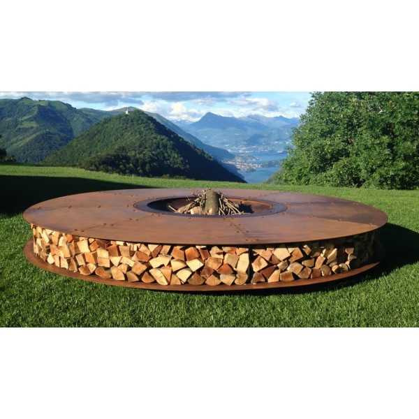 ZERO 300 Giant Outdoor Rust Finish Fire Pit for Hotels Bars Restaurants