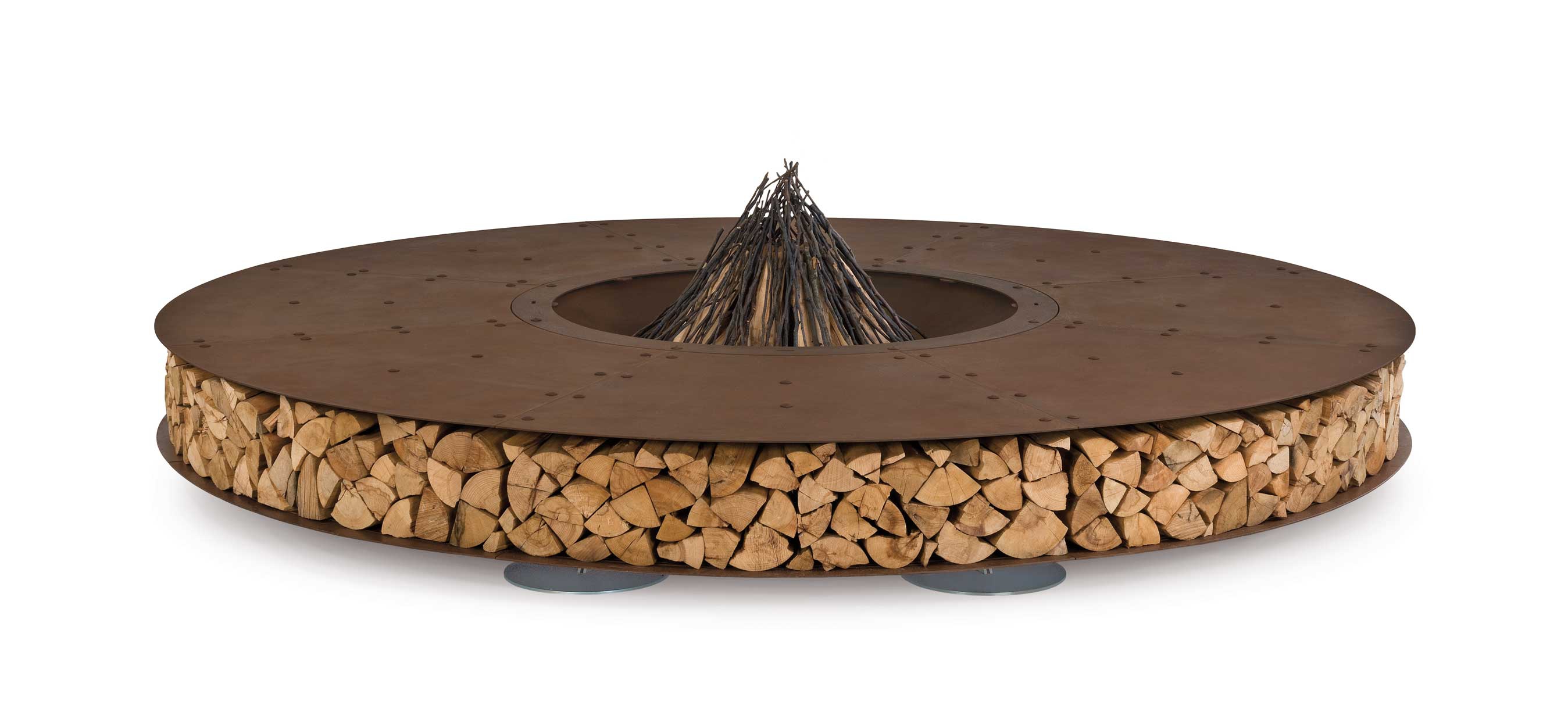 Giant Outdoor Rust Finish Steel Fire Pit O 300 Cm Zero 300 By Ak47