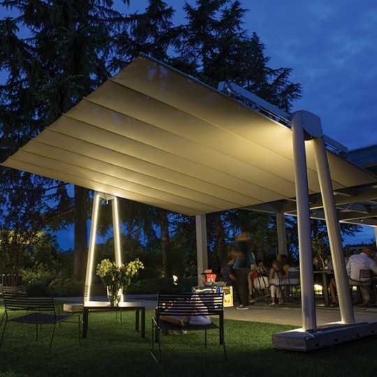 Flexy XL Parasol Geant Autoportant Toile Retractable Orientable avec Eclairage (en option)