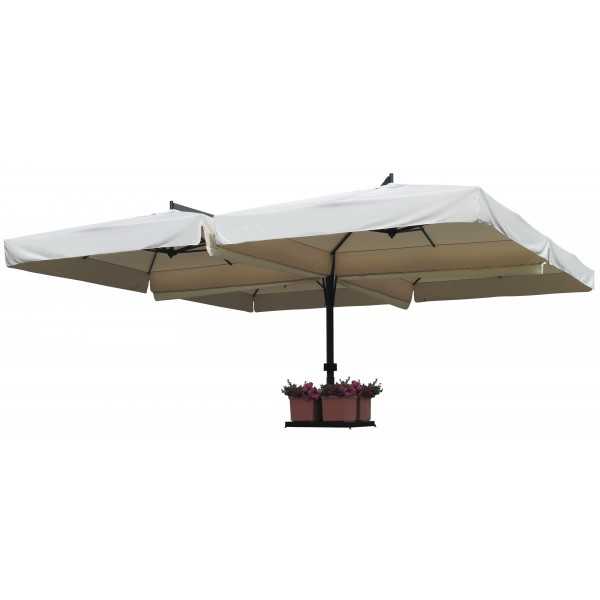 Quadruplo 4 Offset Canopies with 1 Central Pole for Professional Use (Gutters are optional)