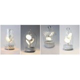 Wireless BELL MONDO Lantern Lamps with Smooth or Striped Glass Bell