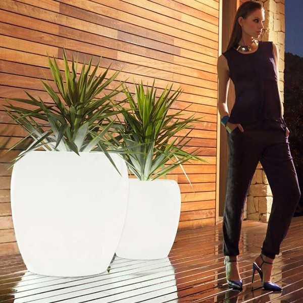 BLOW Pot 80 - Big Design Outdoor Polyethylene Planter with White LED Light