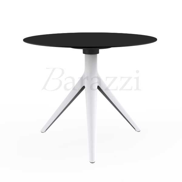 MARI-SOL Round Table White 3-Leg Base Black HPL Table Top for Professionals