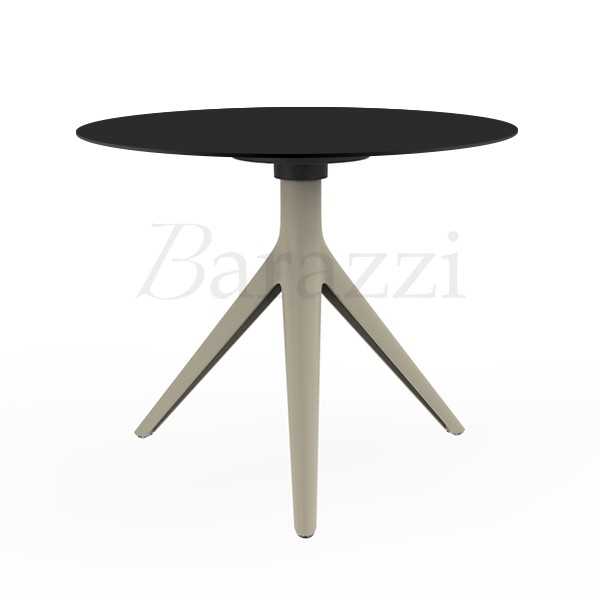 MARI-SOL Round Tripod Ecru Table and Black Table Top for Professional use