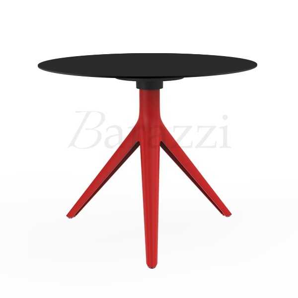 MARI-SOL Round Table with 3 Legs Red Structure and Black Table Top Made in Europe