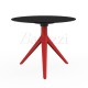 MARI-SOL Round Table with 3 Legs Red Structure and Black Table Top Made in Europe