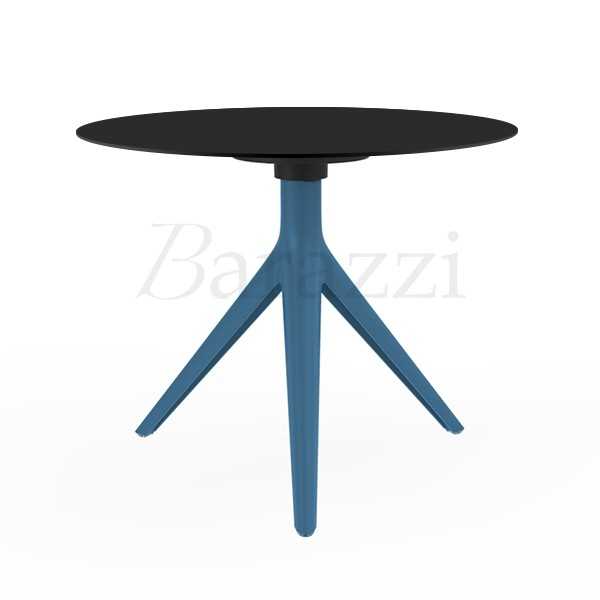 MARI-SOL Round Table with 3 Legs Blue Structure Black Table Top Made in Europe