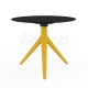 MARI-SOL Round Table with 3 Legs Mustard Structure Black Table Top Made in Europe