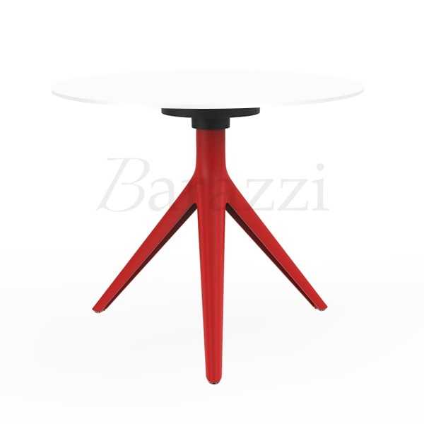 MARI-SOL Round Table with 3 Legs Red Structure and White Table Top Made in Europe