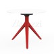 MARI-SOL Round Table with 3 Legs Red Structure and White Table Top Made in Europe