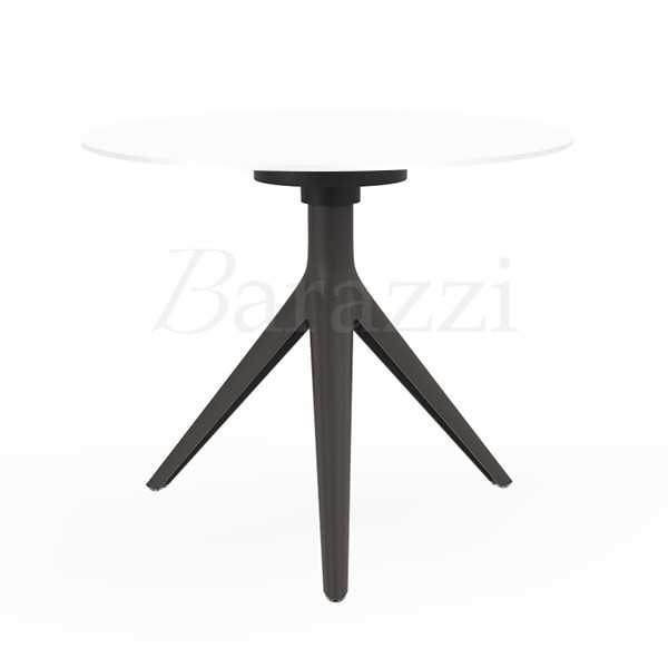 MARI-SOL Round Table Bronze 3-Leg Base White HPL Table Top Indoor or Outdoor Use