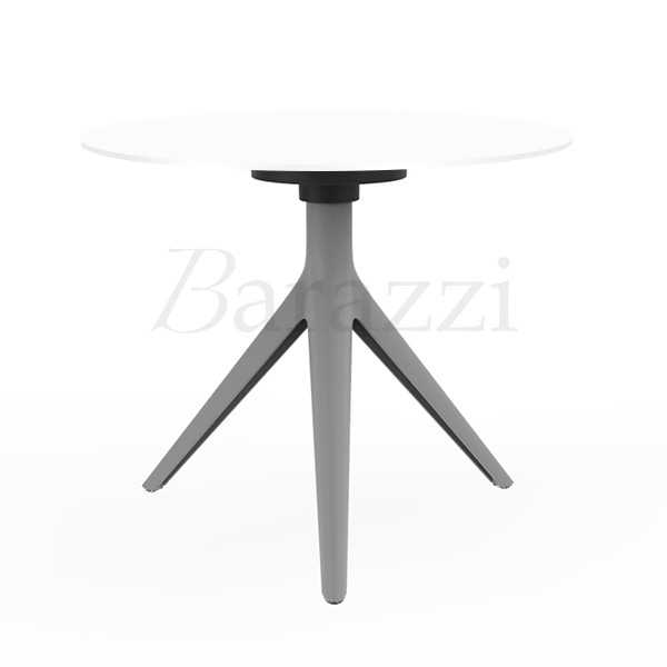 MARI-SOL Round Table Steel Color 3-Leg Base White HPL Table Top Indoor or Outdoor Use